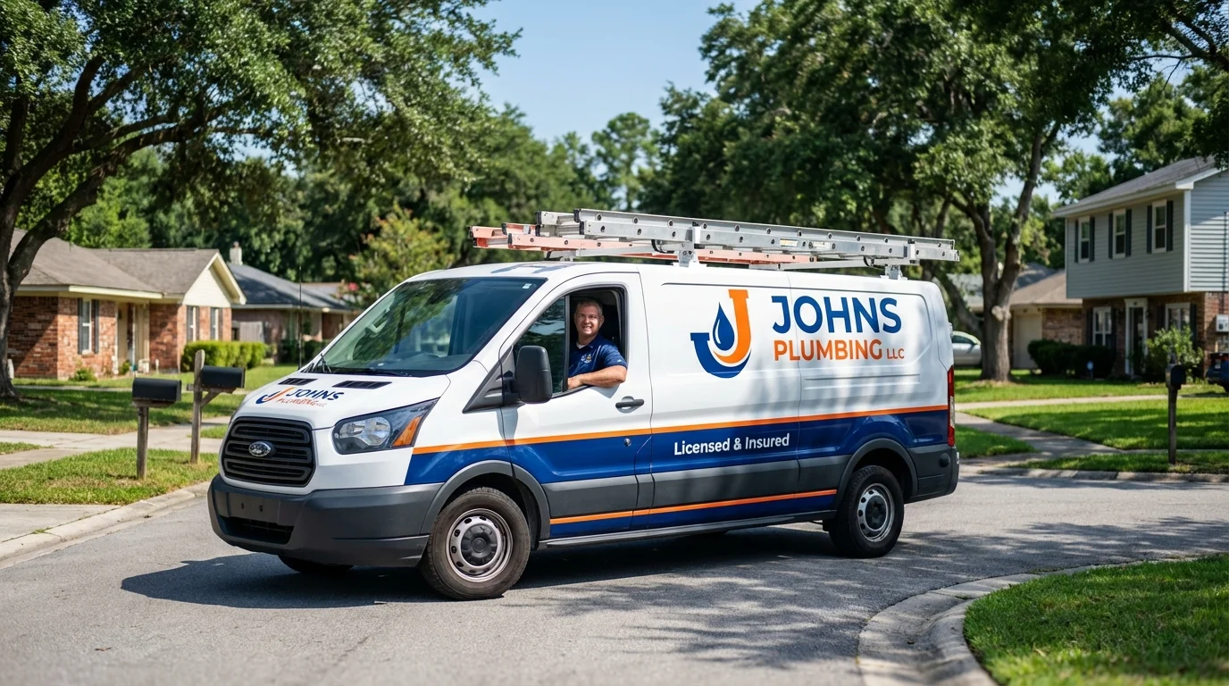Johns Plumbing LLC service van in Jenks, OK