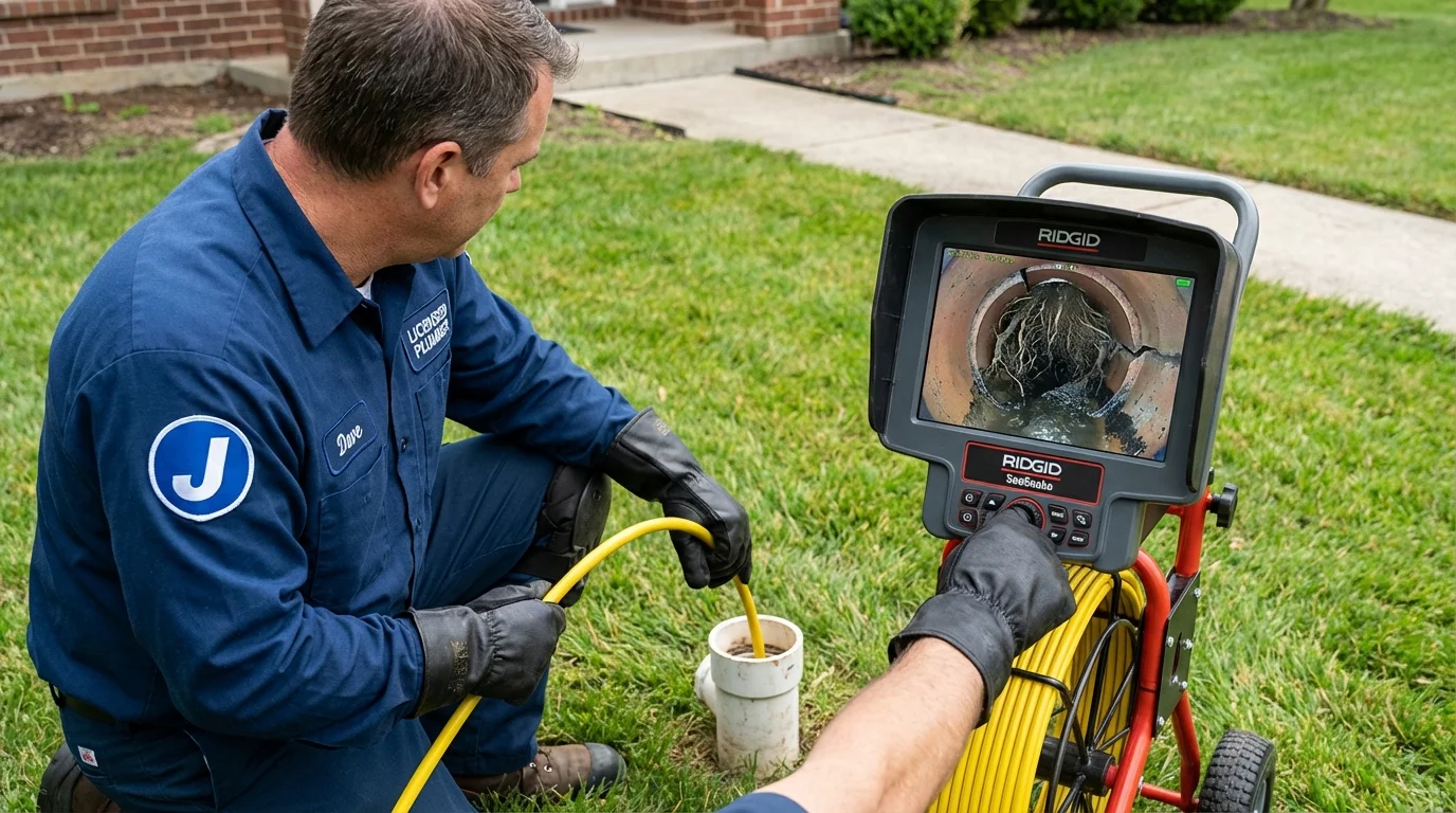 Sewer camera inspection being performed by Johns Plumbing LLC in Jenks